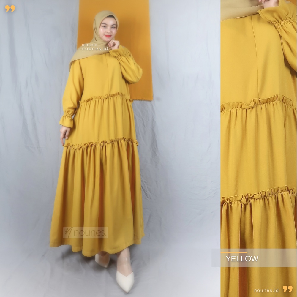 Nounes Mia Midi Dress Polos DropWaist matt Wollycrepe Premium ALL SIZE LD 110 PB 127