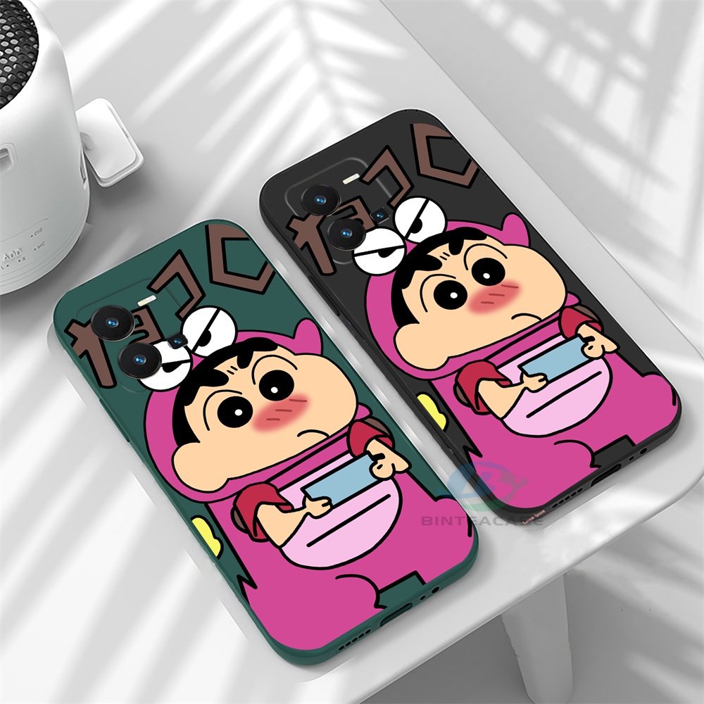 Casing Compatible Untuk IPhone 13 Pro Max IPhone11 IPhone12 6 6S 7 8 Plus Crocodile Coat Crayon Shin-chan Casing Ponsel Silikon Lembut Binteacase