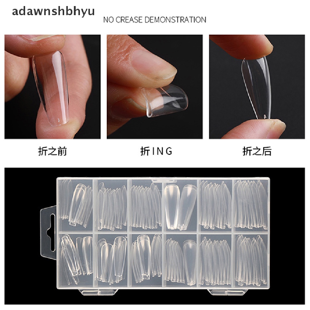 Adawnshbhyu 120Pcs Poly Nail Gel Nail Bentuk Ganda Ekstensi Jari UV Builder Nail Tips Tools ID