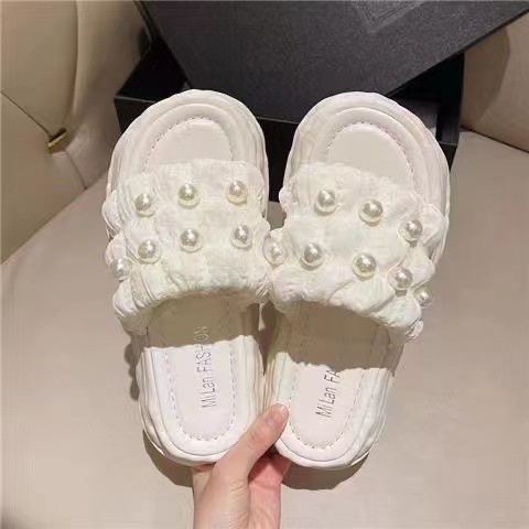 CYS COD Sandal mutiara wanita import fashion korea kekinian slip on sendal cewek terbaru wedges SPT-36