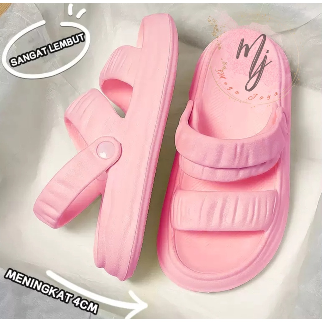 sandal wedges tali perempuan sandal karet wanita sandal tali wanita kekinian korea import sendal slip on EVA anti slip