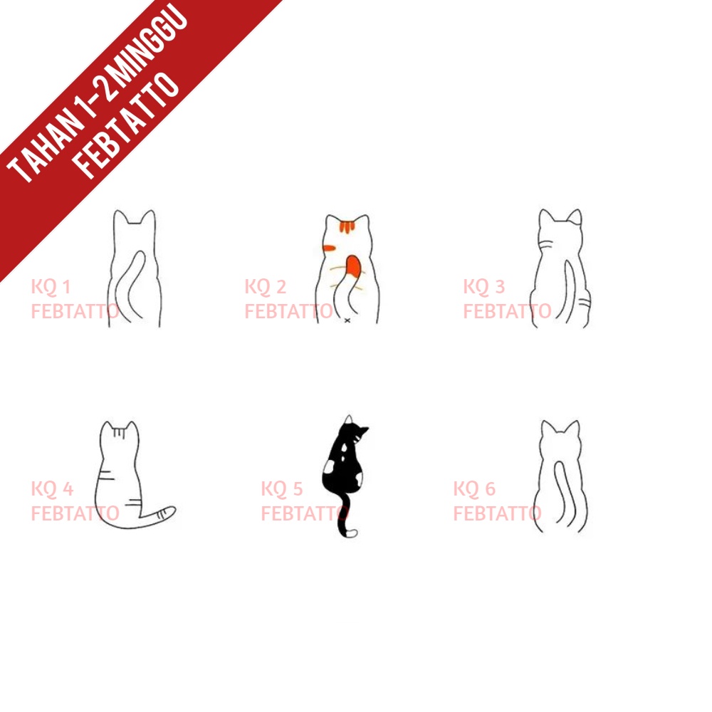 Tato Temporer Tato kucing Stiker Tatto - KQ 1-6