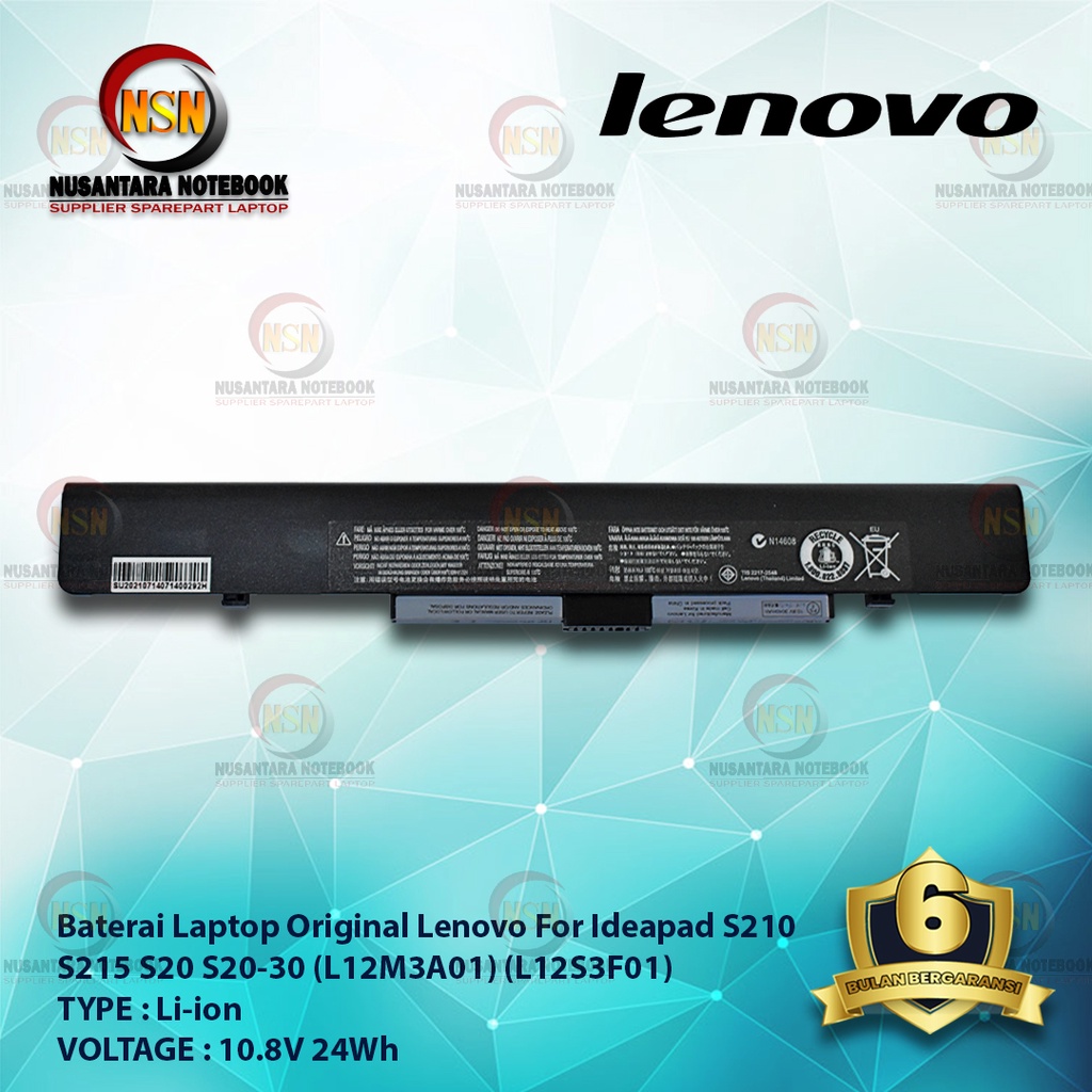 Baterai Lenovo Ideapad S210 S215 S20 S20-30/L12M3A01 L12S3F01 ORIGINAL