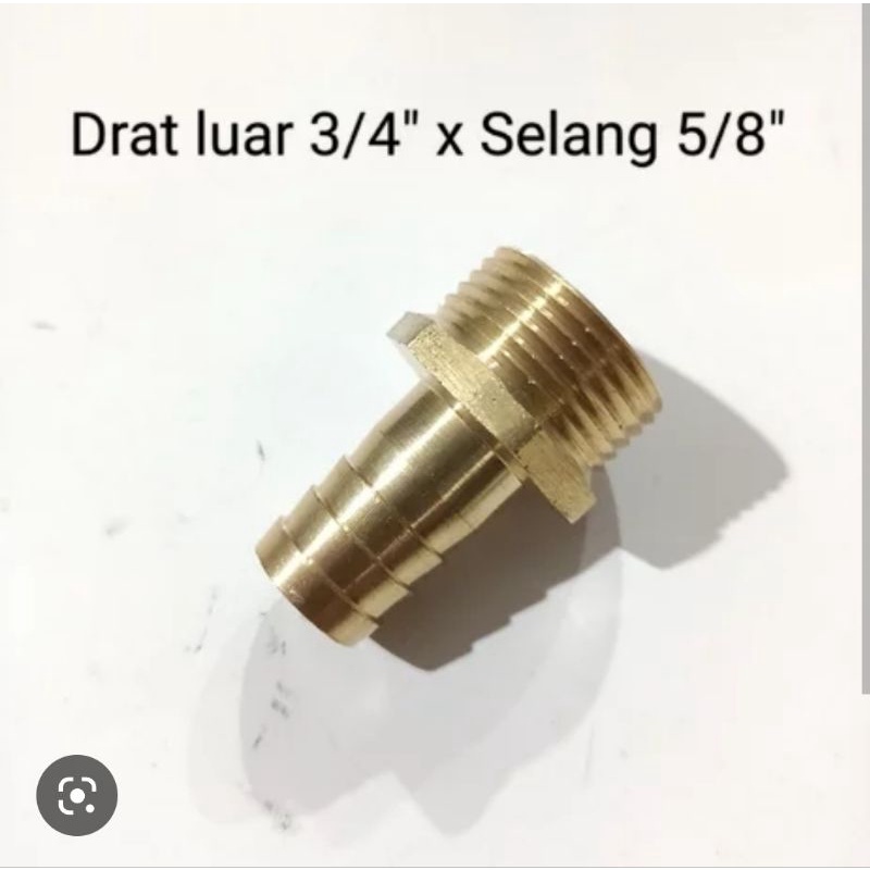 sambungan drat luar METRIC M25*1.75 ke selang 5/8 thread ulir cowok cowo laki 3/4 inchi inc in dim s