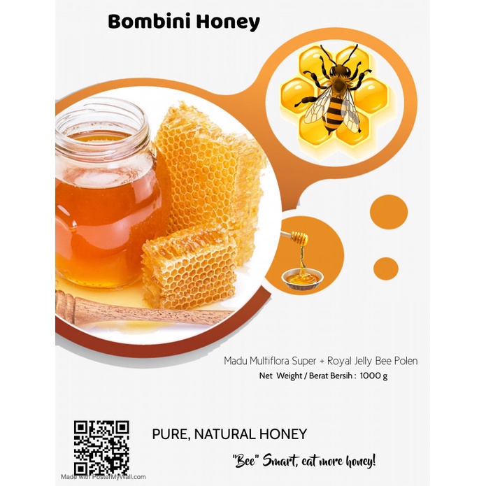 Madu Murni/ Madu Asli/ Bombini Raw Natural Honey 300 gr