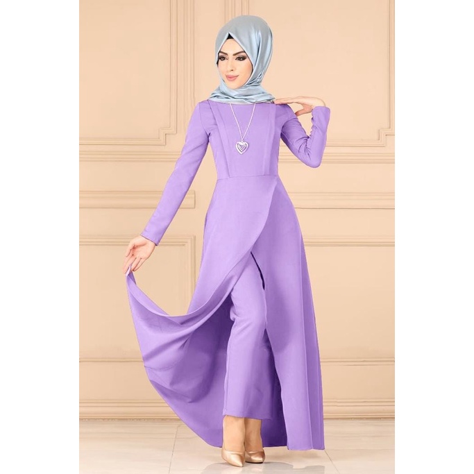 SET CELANA TUNIK FREYA, MOSCREPE, GAMIS HIJAB MUSLIM, SETELAN, 4 UKURAN