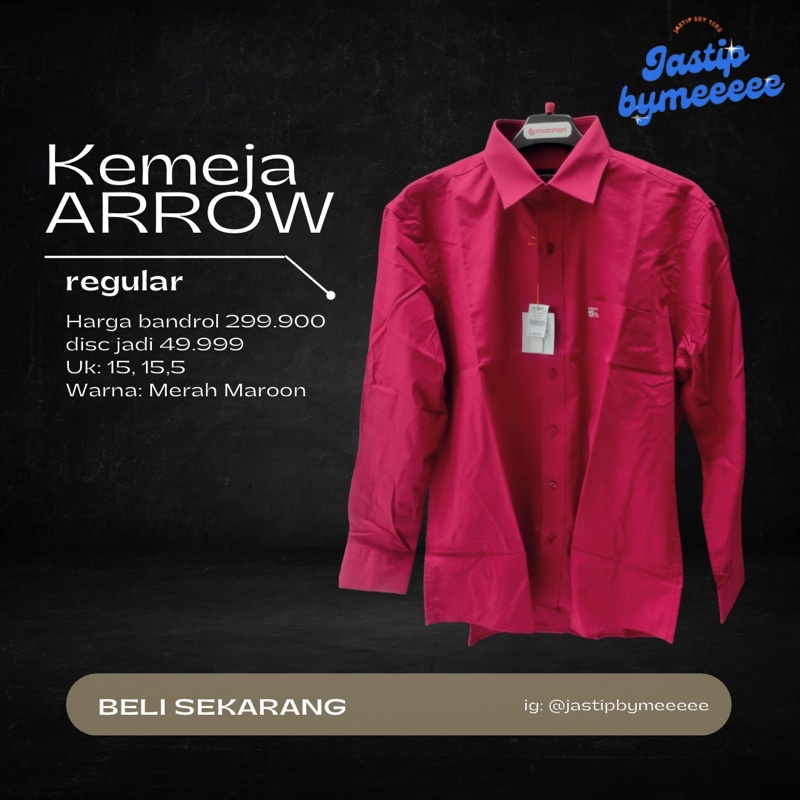KEMEJA KERJA MERK ARROW (MERAH MAROON)