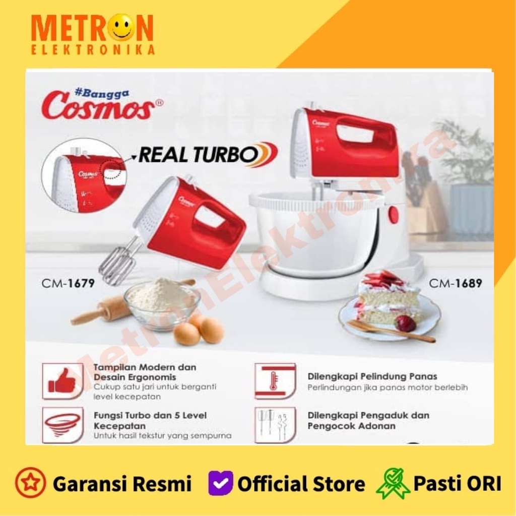COSMOS CM 1689 / STAND MIXER 3 LITER 5 SPEED LEVEL 200 WATT / CM1689