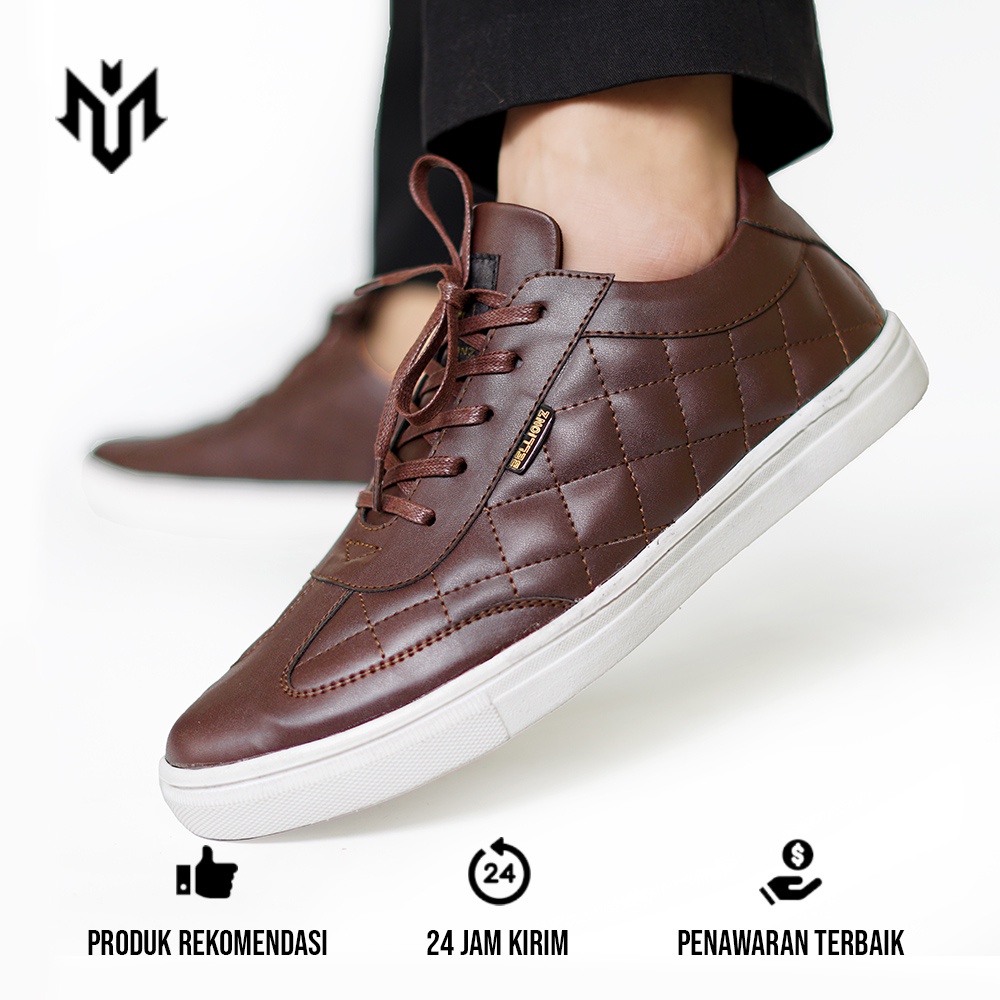 Sepatu Sneakers Pria Aregon Gent-X 2.0 Kulit Asli - Sepatu Sneakers Pria Ignite - Black White - Sepa