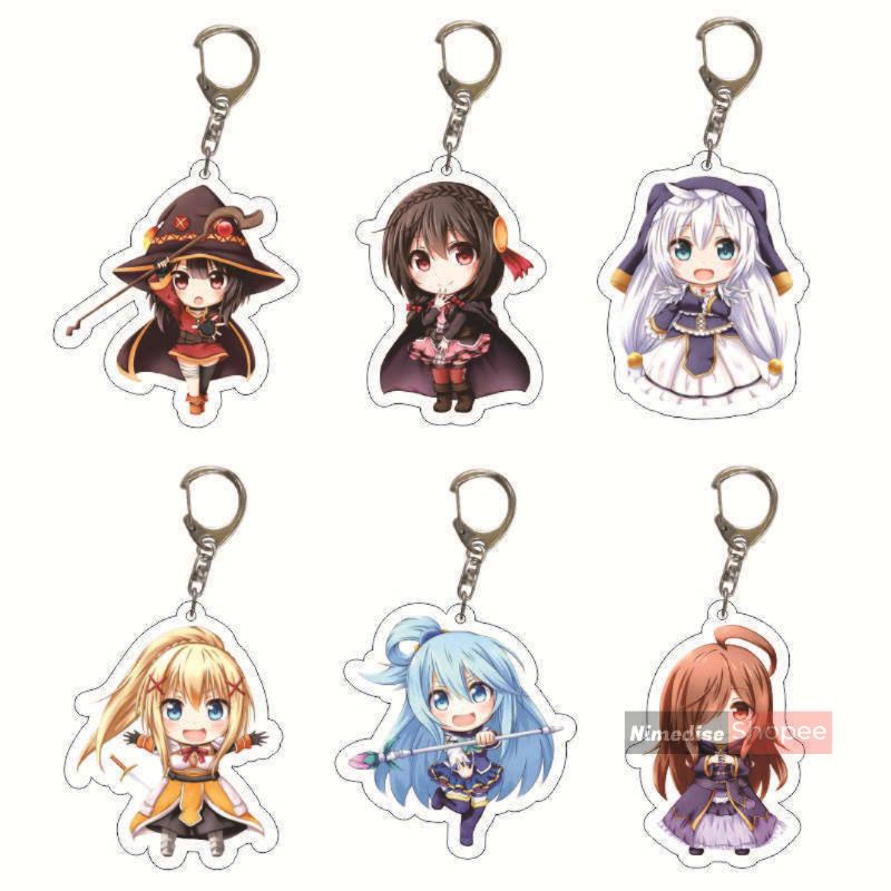 Gantungan Kunci Akrilik Anime Konosuba Transparan Keychain Gift Souvenir Hadiah Kado Figure Char Game Character Cibi Mini Karakter Imut