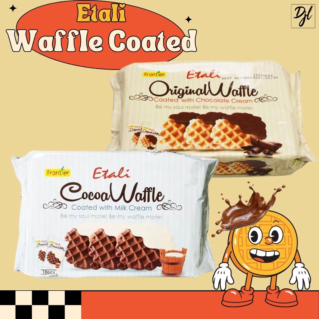 

Frontier Etali Waffle Coated 70g Wafel Lapis Krim isi 10 Pcs 1 Pak Snacks Cookies Food Import Dengan Varian Rasa Original Cocoa