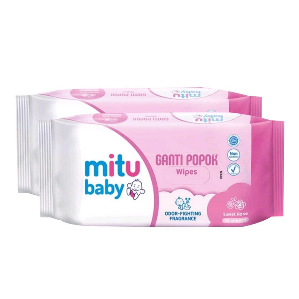 Tisu Basah Bayi untuk Mobil Mitu Baby Wipes GPP Pink Rose 50'S