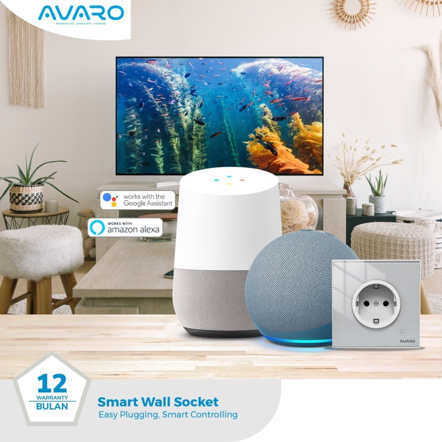 Smart Wall Socket Avaro WS01 - Wifi Smart Socket Colokan Listrik 3000W