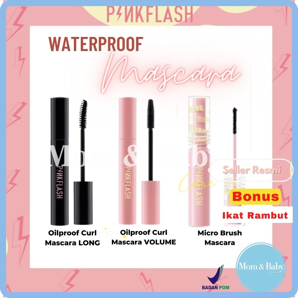 Pinkflash Oilproof Curl Mascara Long Volume / Lenghtening Waterproof Micro Brush Mascara Original BPOM PF E08 / PF-E10