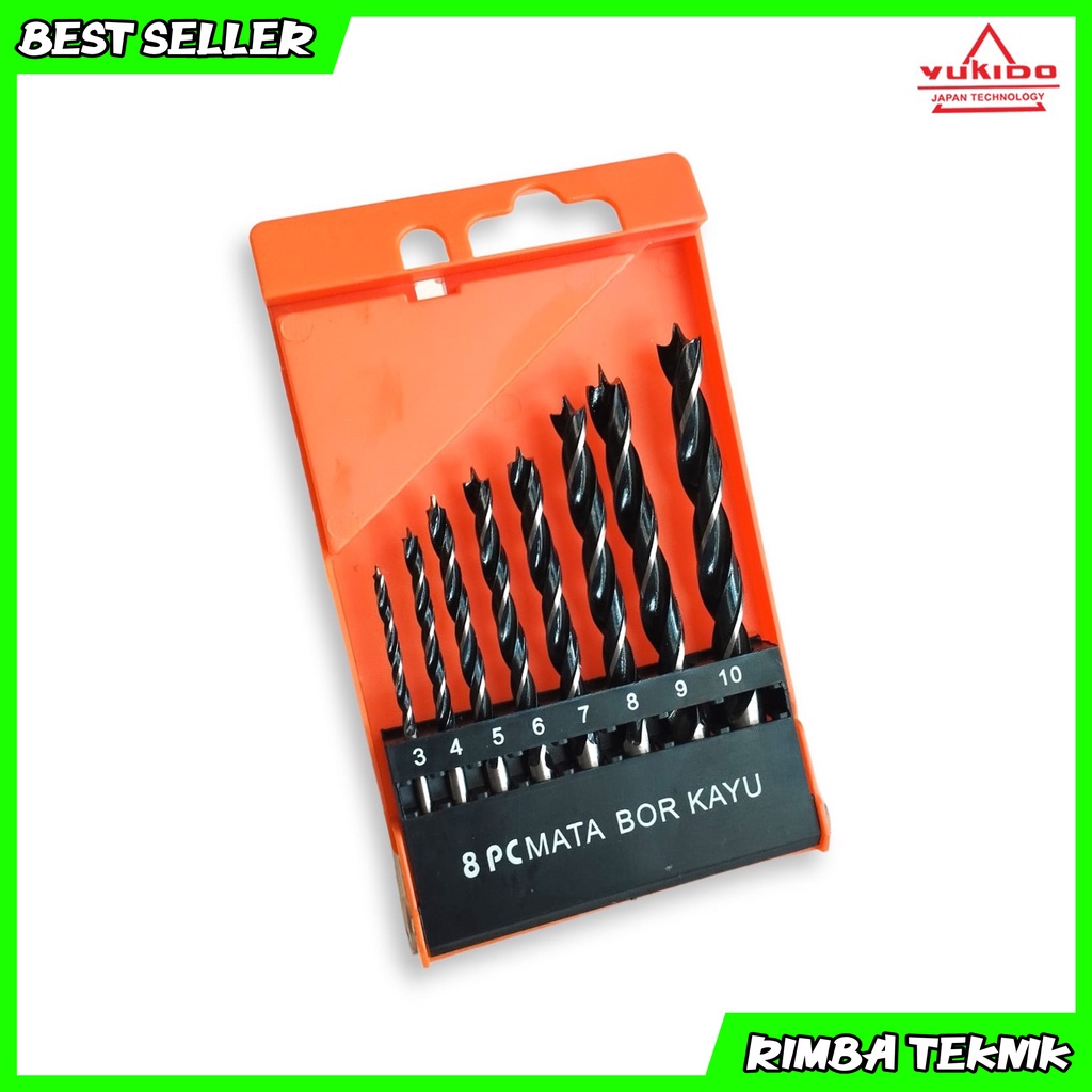 Mata Bor Kayu Set 8 pcs 3mm - 10mm Auger Bit Yukido Wood Working Drill Bit Set Japan Style