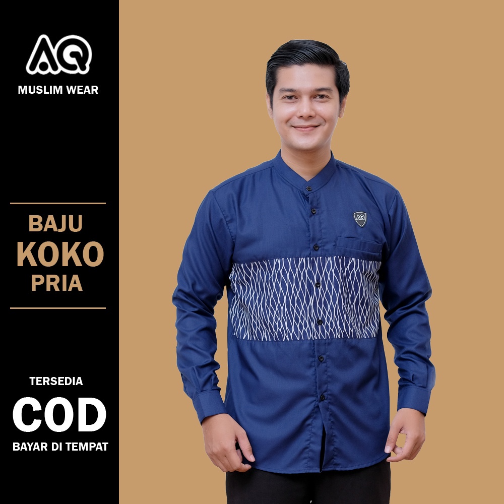 Baju Koko Pria Lengan Panjang Motif Batik Nakula Al Qorni