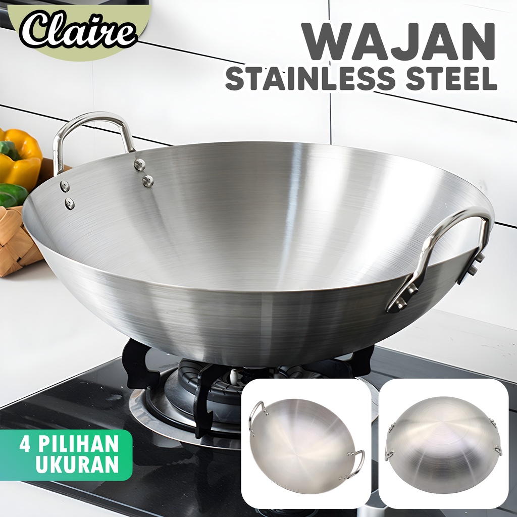 PANCI WAJAN STAINLESS STEEL / PANCI WAJAN ANTI LENGKET / WAJAN BULAT