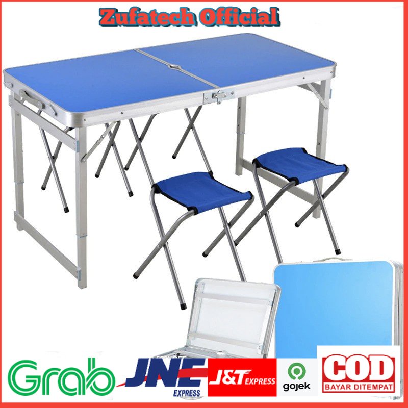 GEOMETRICS DREAM Meja Kursi Piknik Foldable Portable Aluminium - ALL-37 - Blue