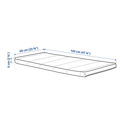 PELLEPLUTT Kasur busa untuk ranjang bayi, 60x120x6 cm