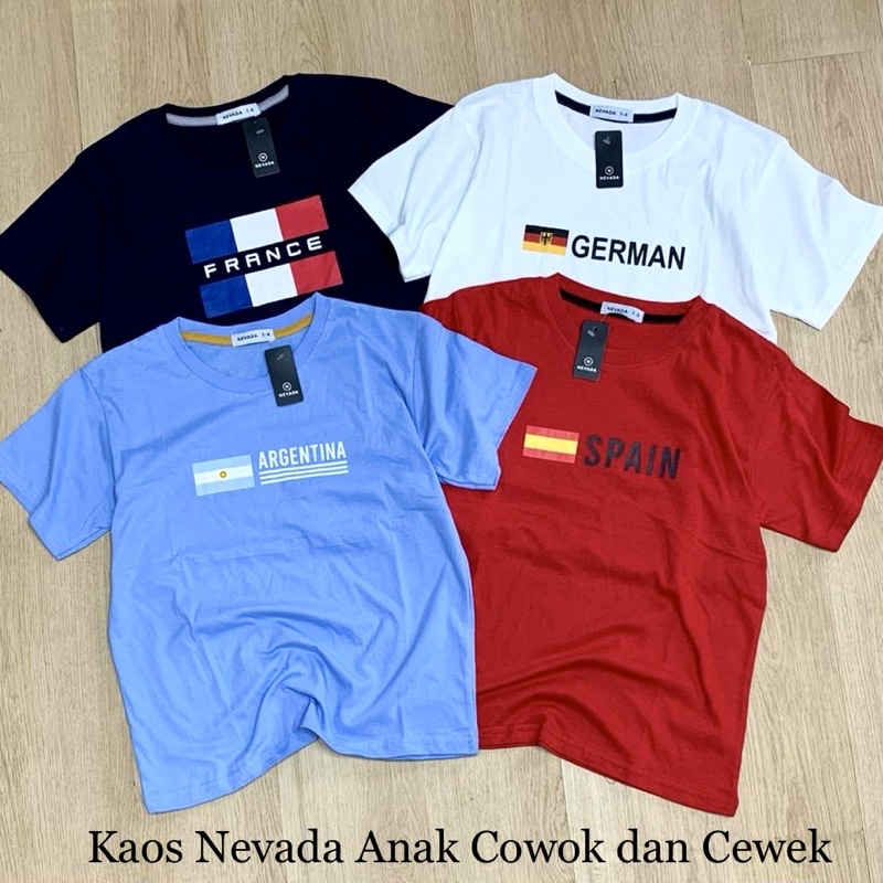 Baju Kaos Anak Laki Laki Nevada Polos Bahan Cotton Combad 20S Tebal