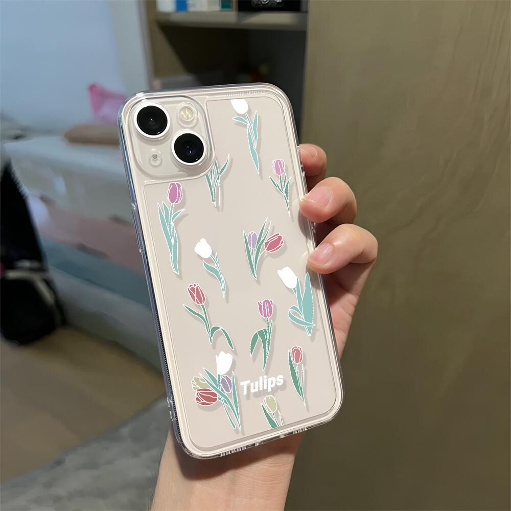 IPHONE Bunga Warna-Warni Lembut Shockproof Case Kompatibel Untuk Iphone14 13 12 11 Pro XS Max X XR 78 Plus Casing Ponsel Transparan TPU Cover