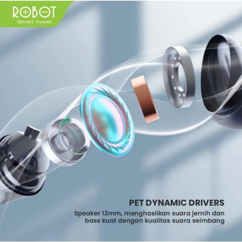 Robot TWS Wireless Earphone Airbuds T30 Original BT 5.3 True Wireless Headset Bluetooth Earbuds