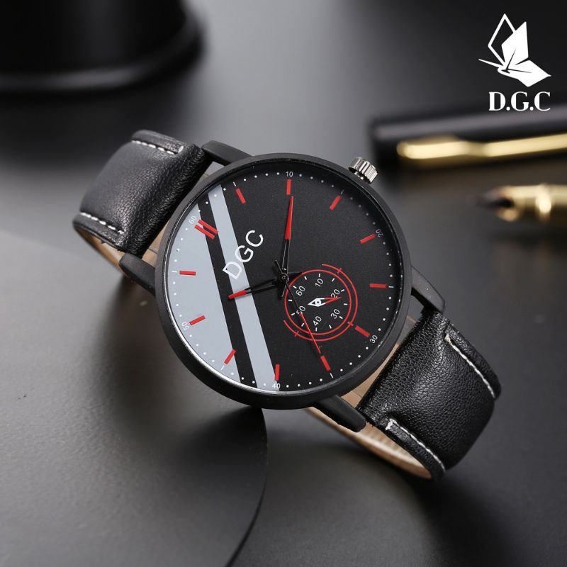 (Cod)Jam Tangan Pria DGC Jarum Crono Of Strap Kulit(Dikirim Jakarta)