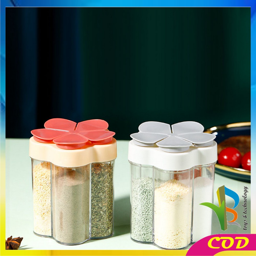 RB-C97 Tempat Bumbu Dapur 5 Sekat Bentuk Bunga Multifungsi / Wadah Penyimpanan Bumbu Masak Serbaguna Seasoning Jar Kitchen