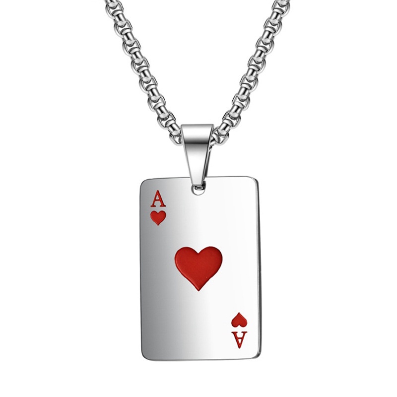 Woman fashion retro hip-hop poker spades A pendant Kalung Pecinta Pasangan Hadiah Hari Valentine