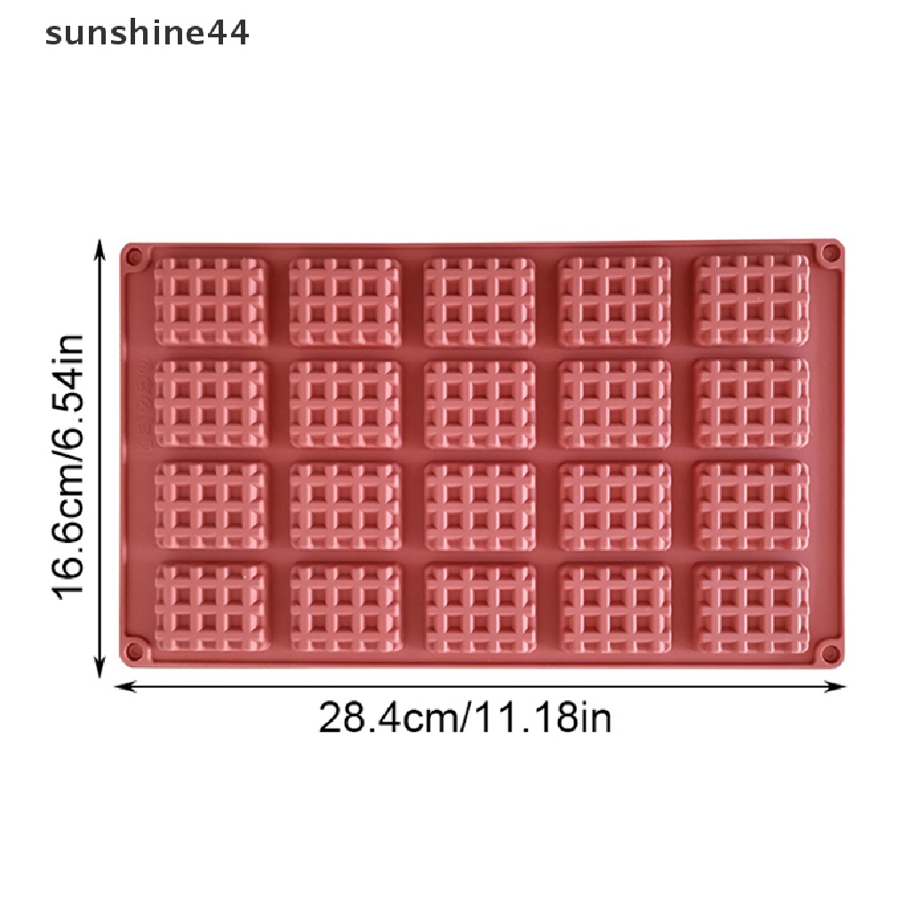 Sunshine 1Pc Cetakan Waffle / Permen / Cokelat DIY Bentuk Persegi Panjang Bahan Silikon Dengan 20 Lubang