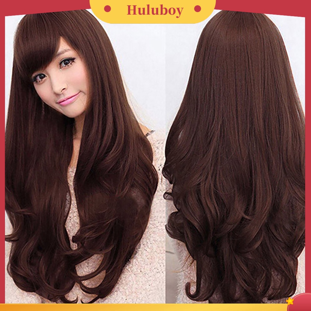 Rambut Palsu Wanita Model Panjang Keriting Gelombang Untuk Pesta Cosplay