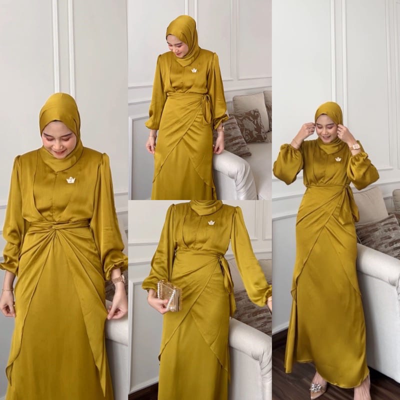 Lydia Dress BAHAN ARMANI SILK M-XXL / BAJU DEWASA MURAH TERBARU 2022 / Gamis Kondangan  / DRESS PESTA / DRESS TERBARU 2022