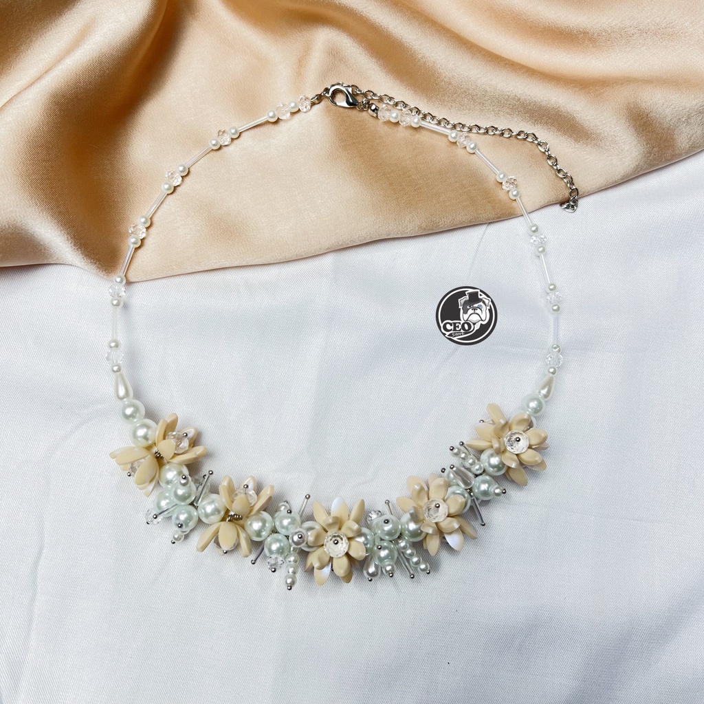 READY STOCK CRYSTAL BEADS NECKLACE PREMIUM  - KALUNG DAILY HIJAB FASHION HANDMADE LAYER CHOKER KOREAN NECKLACE KONDANGAN  Kalung Mutiara Aesthetic Manik Hijab NonHijab Choker