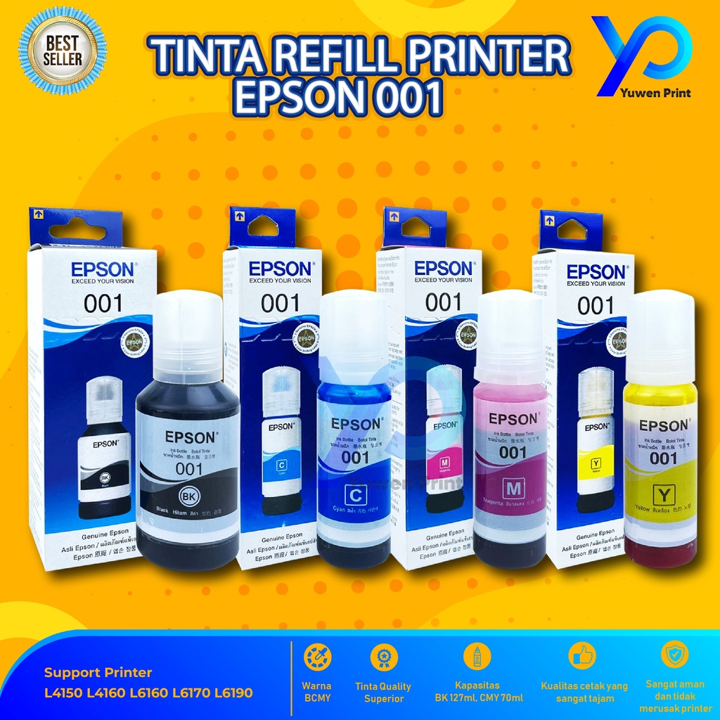 1 SET 4 PCS Tinta Epson 001 For Printer L4150 L4160 L6160 L6170 Warehouse Sale