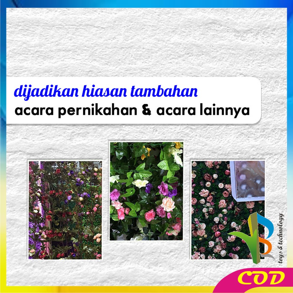 RB-C685 C688 Bunga Rambat Plastik Peony Juntai Mawar Dekorasi Dinding / Artificial Flower Rose Daun Gantung Hiasan Multifungsi