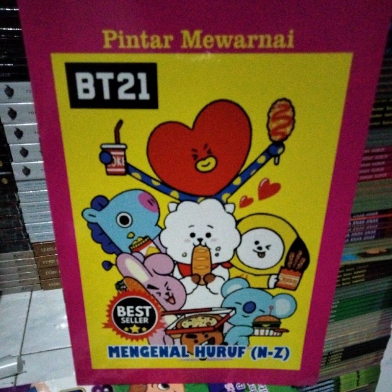 Buku anak tk dan paud mengenal huruf N-Z sambil mewarnai BT21