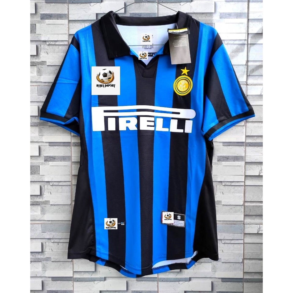 Jersey Baju Bola Retro Inter Home 1998 1999 Grade Ori