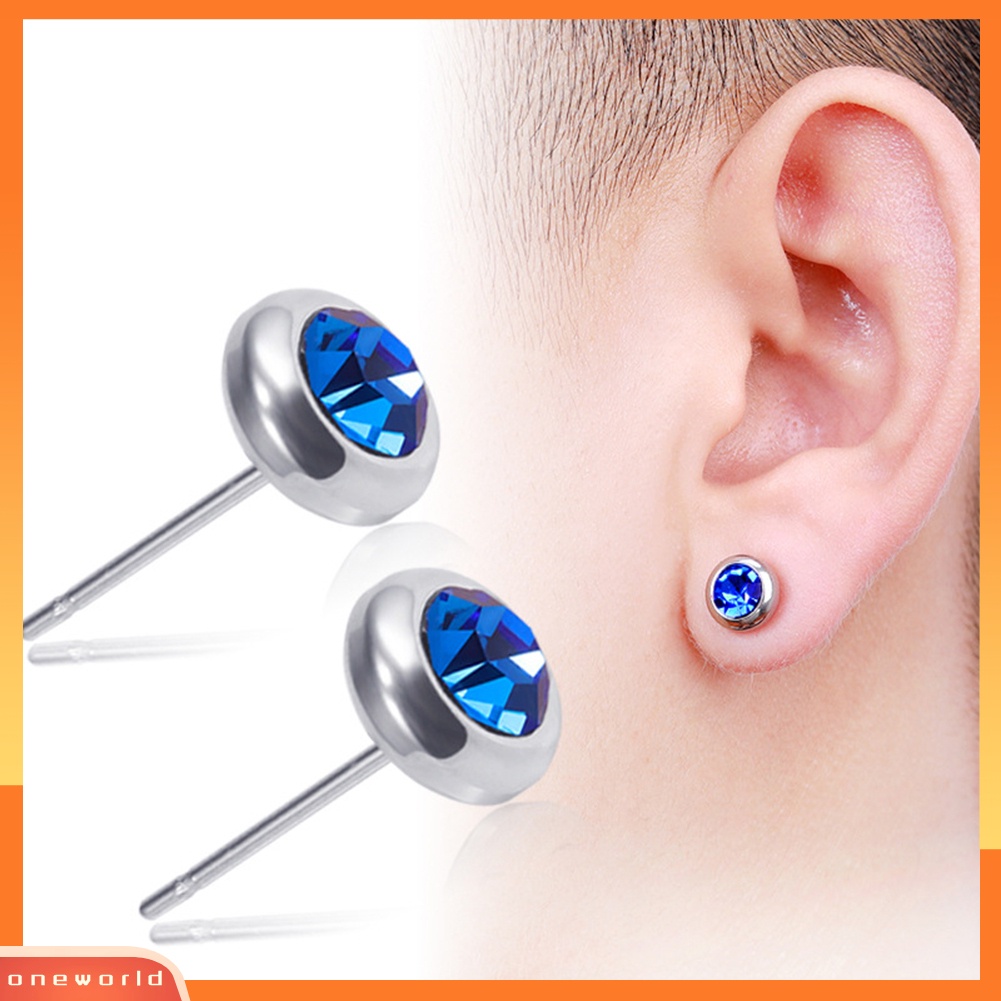 [WONE] Unisex Berlian Imitasi Stainless Steel Ear Stud Earrings Helix Piercing Perhiasan Hadiah