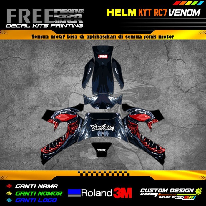 Goggle Decal Stiker Helm Kyt Rc7 Venom