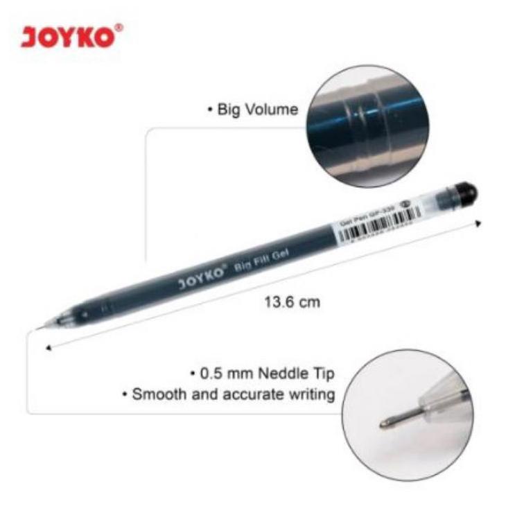 

[PRODUK NCBEU] Pulpen Gel Joyko Gp-330 Big Fill 0.5mm ( 1pak/12pcs ) HSC