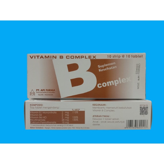 Jual VITAMIN B COMPLEX AFI PER BOX Shopee Indonesia