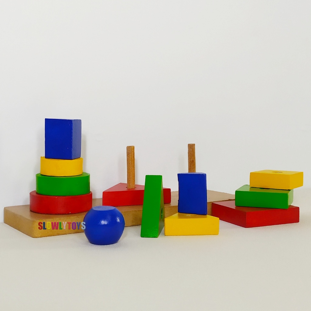 Menara Tiga Bentuk/Mainan Edukasi Anak/Mainan PAUD/APE