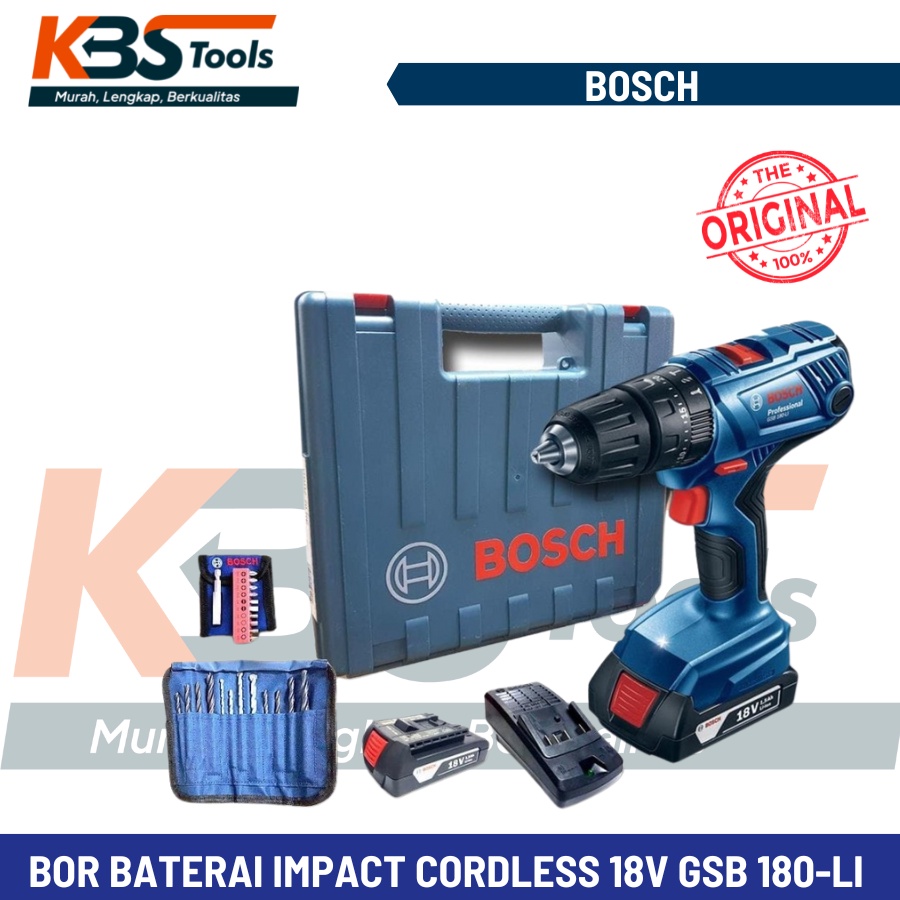 Bor Baterai Cordless impact 13mm 18V BOSCH GSB 180-Li - Bor Battery Beton 13 mm