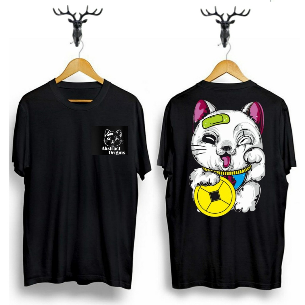 KAOS T-SHIRT { COD } / KAOS DISTRO ABSTRACT / BAJU KAOS ABSTRACT KUCING BOLA HITAM / BAJU KAOS TERBA