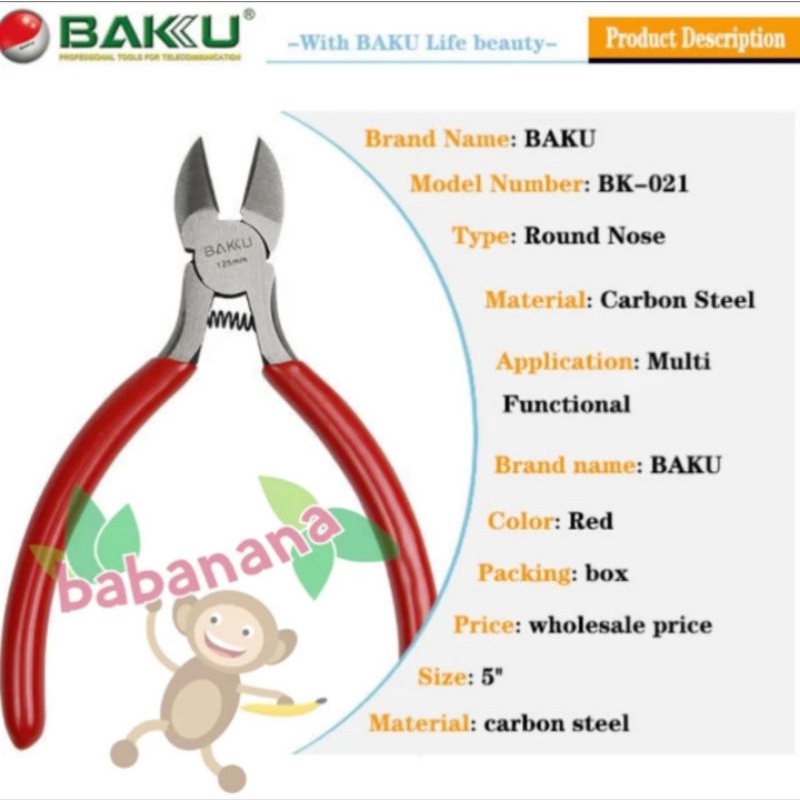 Tang Baku BK 021 potong cutting pliers nippers gundam tamiya wire