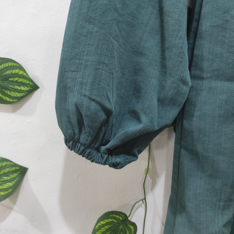 NL105 baju long tunik wanita kerah kemeja muslim linen premiun by angki