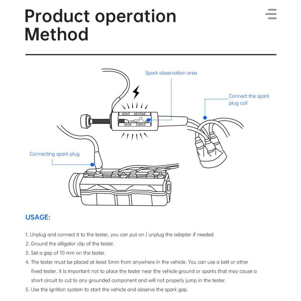 Lanfy Spark Plug Tester Motor Mesin Potong Rumput Coil-on Plug Car Circuit Diagnostic Test Pensil Alat Perbaikan Mobil Adjustable Spark Test Tool