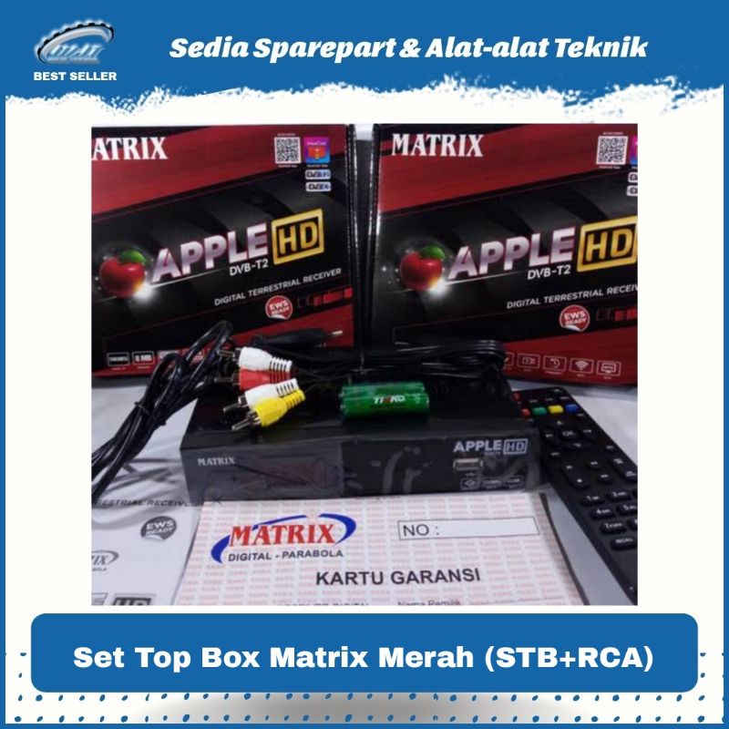 Set Top Box Akari DVB-T2 EWS Matrix Apple Apel Merah