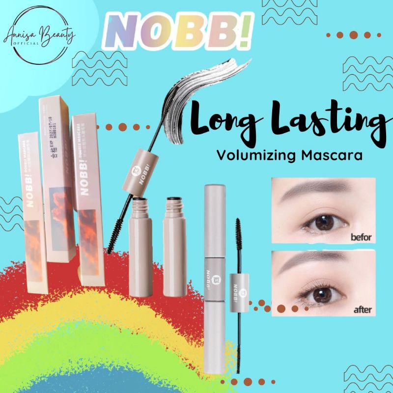 [BPOM] 100 % Original NOBB! Mascara Waterproof Long Lasting Volumizing Lengthen Eye Lash Makeup - Double Maskara N3102