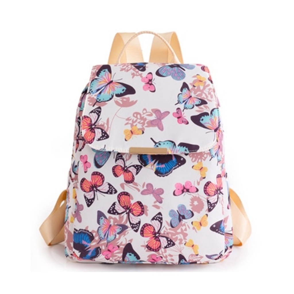 TAS RANSEL WANITA BACKPACK NILON MOTIF KUPU-KUPU CALENIA  IMPORT  BRANDED BATAM TA721M4 GENDONG PUNGGUNG SEKOLAH KOREA LUCU  KERJA KULIAH BESAR REMAJA CEWEK MURAH PREMIUM BATAM KEKINIAN